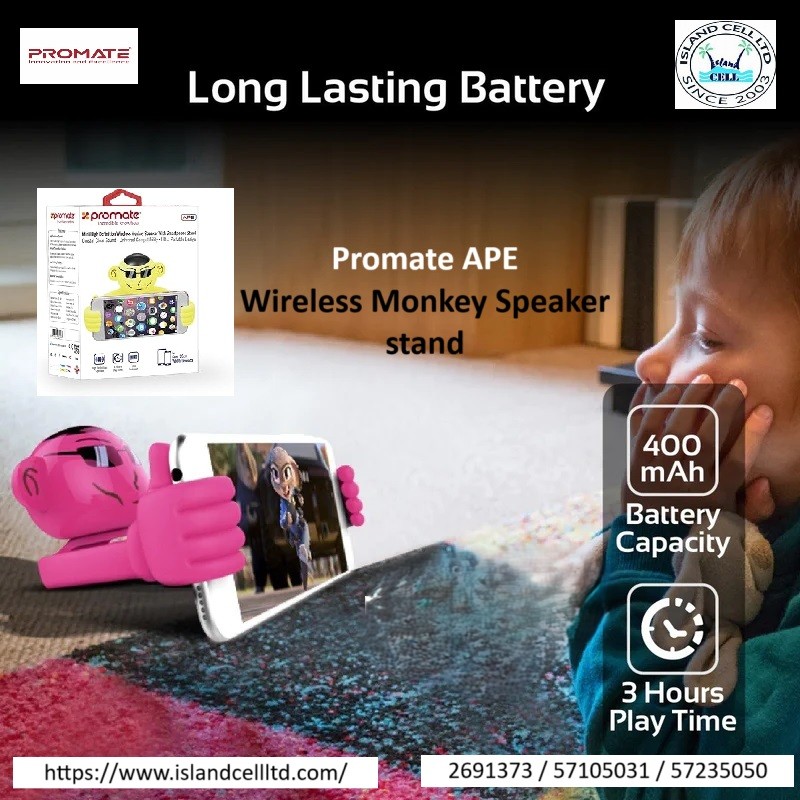 Promate Mini high-definition wireless monkey speaker with smartphone stand